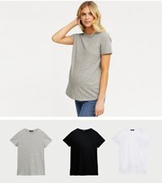 New Look Maternity 3 Pack Black Grey and White T-Shirts